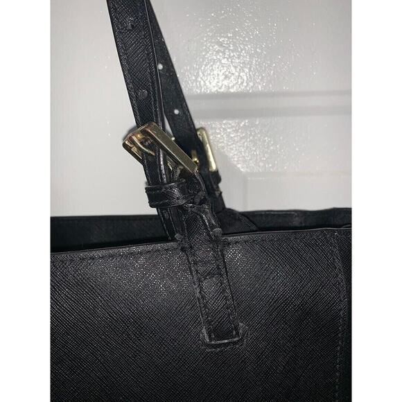 Tory Burch Black Leather Tote Bag With Gold Hardware - Picture 7 of 8